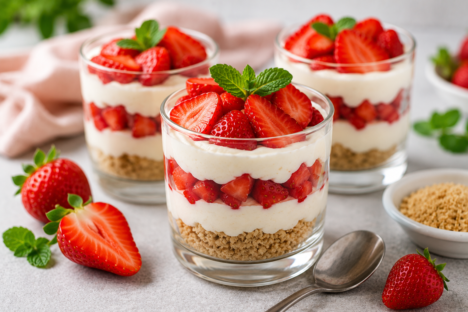 Jahodový cheesecake v pohári